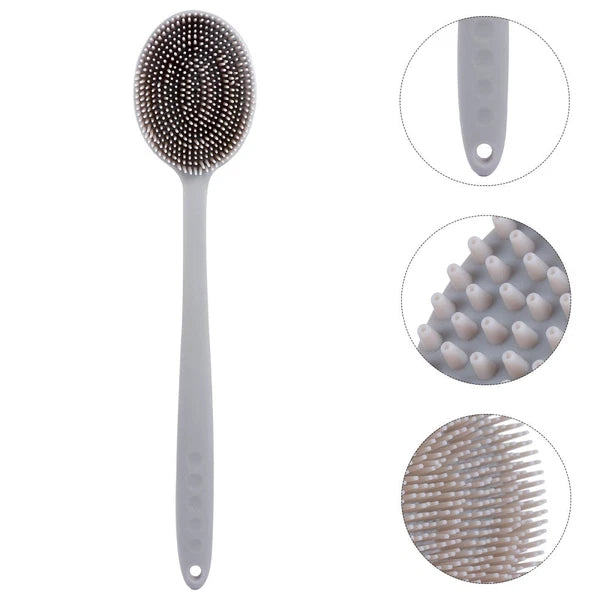 1Pc Bath Brush Silicone Bath Brush Long Handle Bathing Supplies