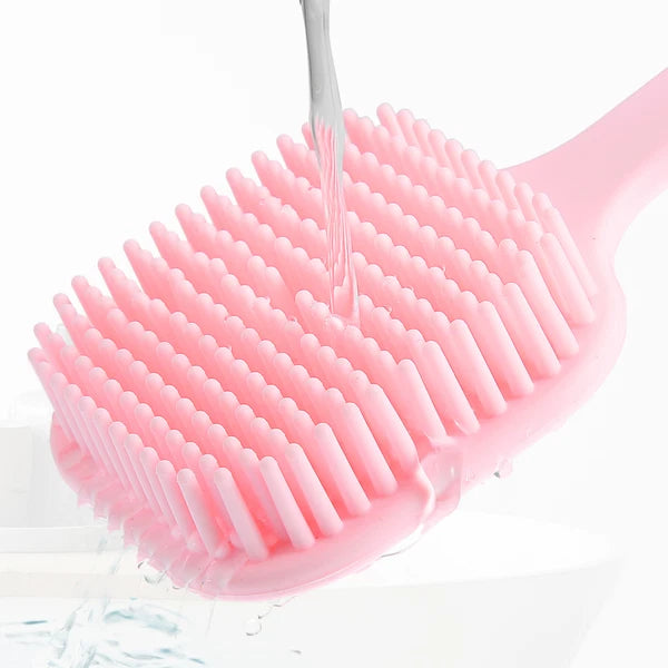 Soft Silicone Long Handled Bath Shower Body Brush Back Scrubber for Men Women