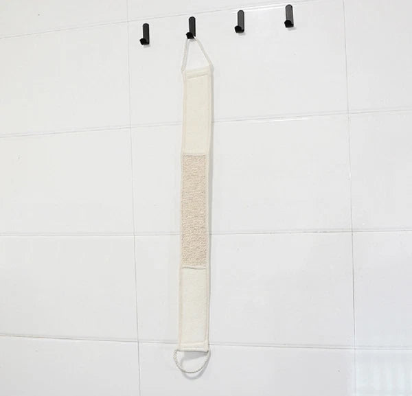 Back Scrubber Real Loofah Shower Exfoliating Belt Body Brush Bath Massage UK New