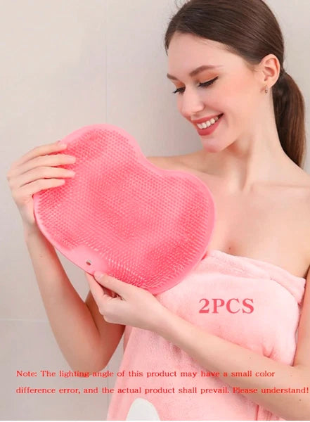 Silicone Shower Foot Scrubber Back Body Brush Massager Pad Mat Bathroom Grey