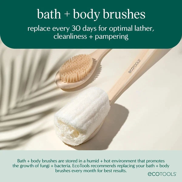 Ecotools Ecopouf Bath Brush, Loofah Brush for Bath & Shower, Made with Long Hand