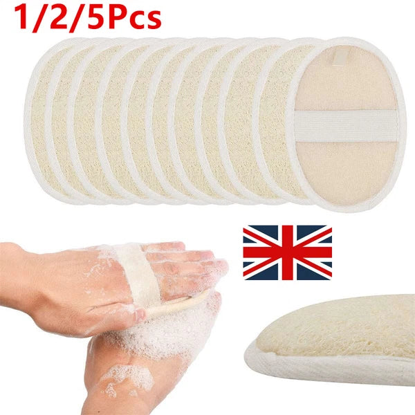 1-5X Body Scrubber Brush Exfoliating Natural Loofah Pad Luffa Bath Shower Sponge