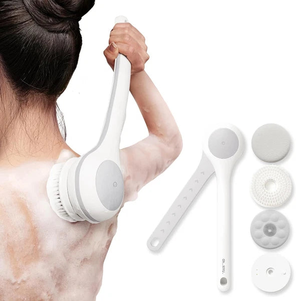 Electric Body Brush Back Scrubber for Shower, Waterproof Long Dual Handle Power