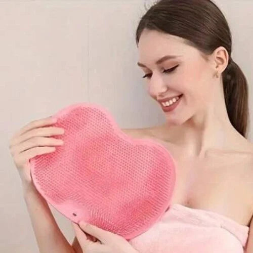 Silicone Shower Foot Scrubber Back Body Brush Massager Pad Mat Bathroom Grey Uk