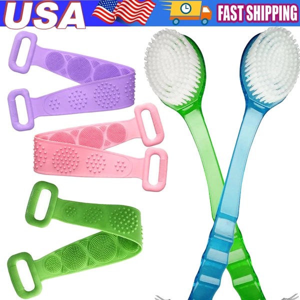 Long Handle Bath Body Brush Soft Back Shower Exfoliating Skin Scrubber Massager