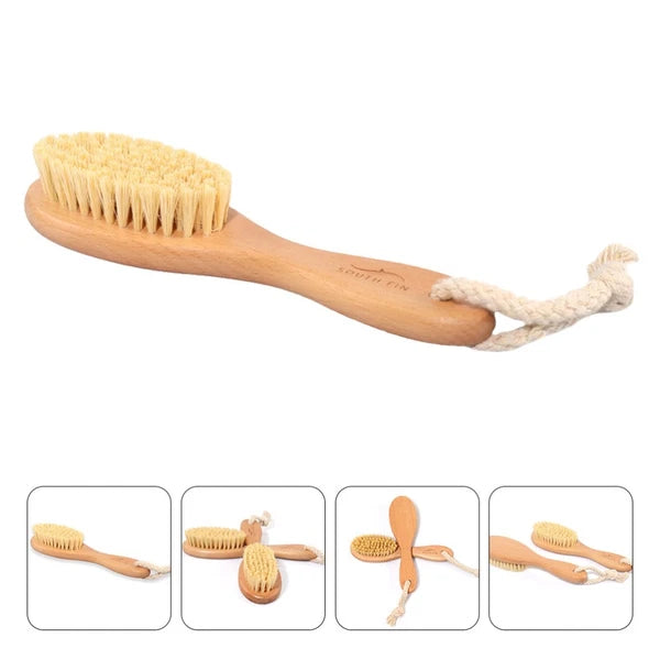 Beech Sisal Body Care Brush Shower Bath Scrubber with Comfortable Handle