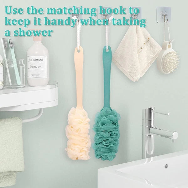 2 Pack Back Scrubber Shower Loofah Long Handle 17 Loofah on a Stick Men Women