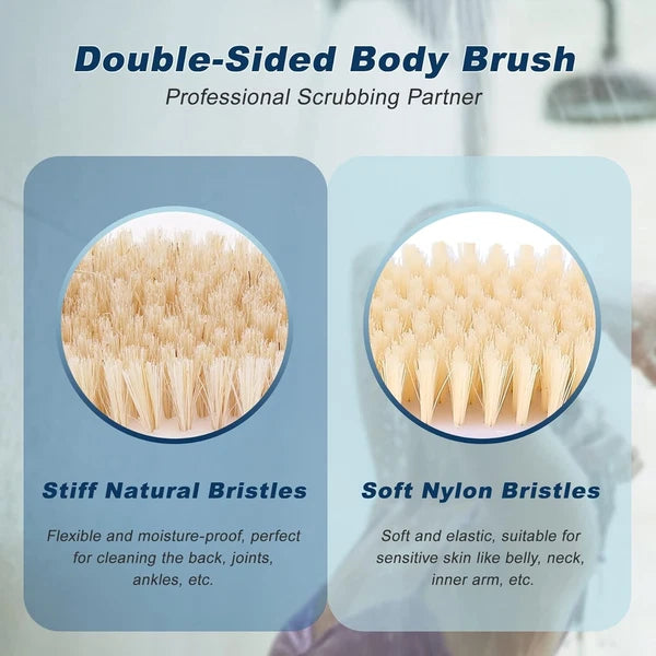 Ergonomically Back Scrubber for Shower Double-Sided Back Brush Long Handle