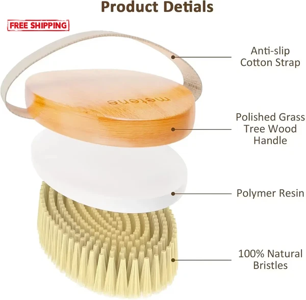 Dry Body Brushes, Exfoliating Body Scrubbers, Natural Bristles for Dry Skin, Imp