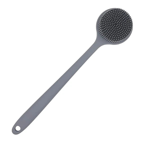 DNC Silicone Back Scrubber for Shower Bath Body Brush with Long Handle Gray