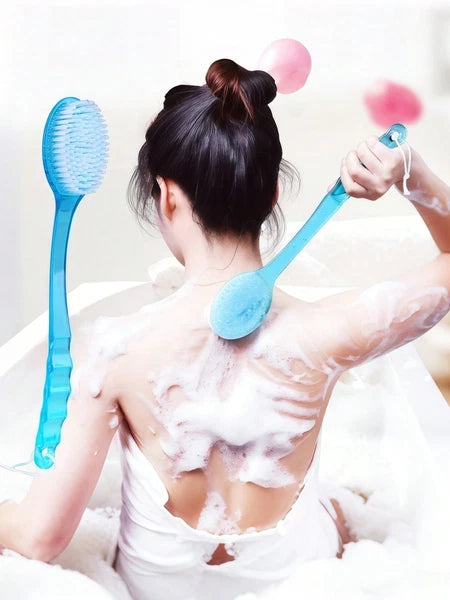 Long Handle Bath Brush Soft Bristle Reach Back Body Spa Shower Scrubber Women UK