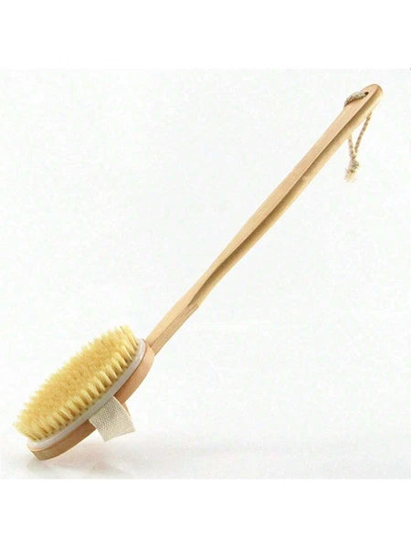 Long Handle Shower Body Bath Brush Detachable Wood Handle Bristle Massager Scrub