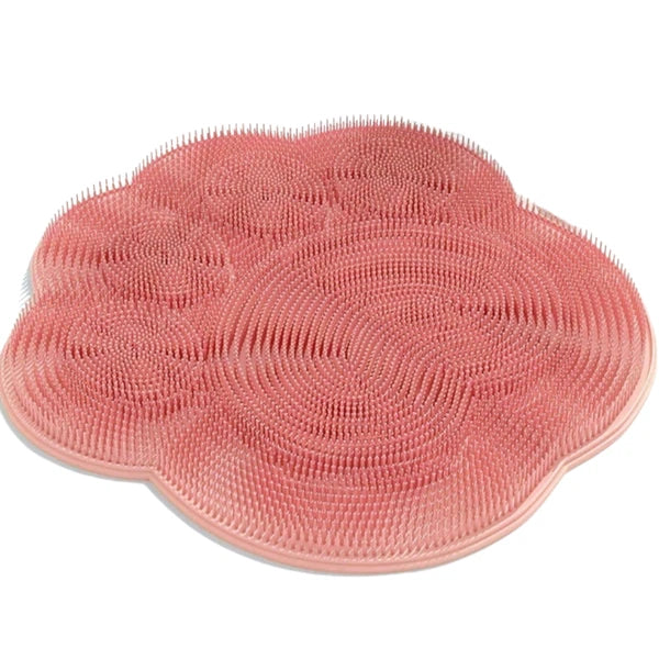 Silicone Shower Foot Scrubber Back Body Brush Massager Pad Mat Bathroom Grey Uk