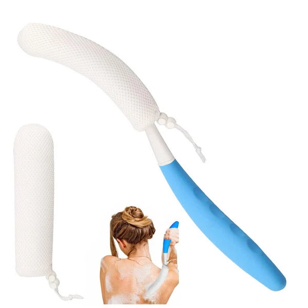 Back Shower Brush Easy-To-Reach Body Brush with Non-Slip Handle Long Curved NEW