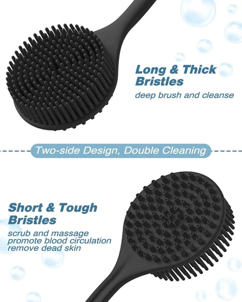 Silicone Back Scrubber & Soft Bath Glove Set 4 PCS(Thick Bristles), Super-Exf...