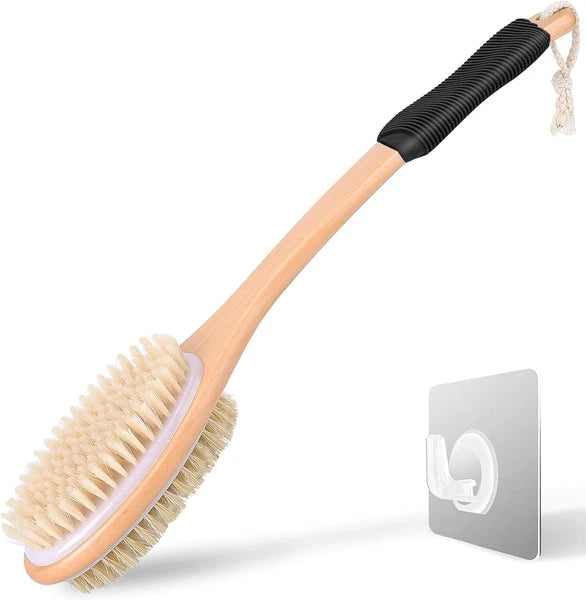 Ergonomically Back Scrubber for Shower Double-Sided Back Brush Long Handle