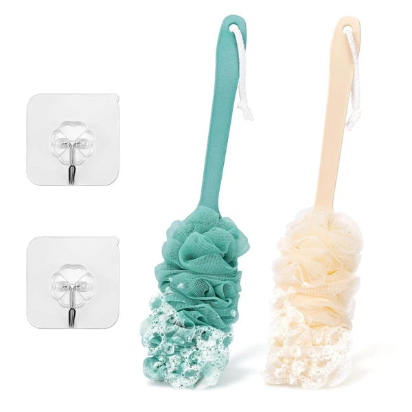 Ergonomically Back Scrubber for Shower Double-Sided Back Brush Long Handle