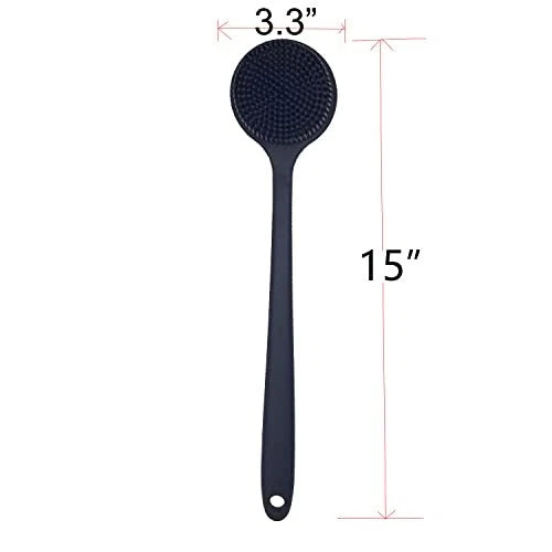 Soft Silicone Back Scrubber Shower Body Brush with Long Handle for Men Women