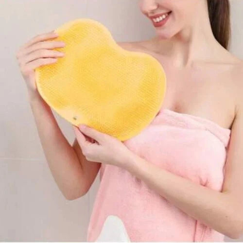 Silicone Shower Foot Scrubber Back Body Brush Massager Pad Mat Bathroom Grey Uk