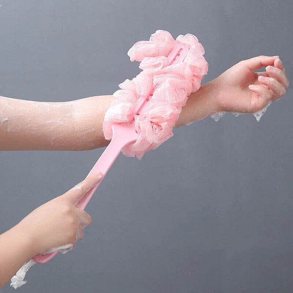Bath Brush Loofah Soft Mesh Sponge Back Scrubber Long Handle Body Wash Shower
