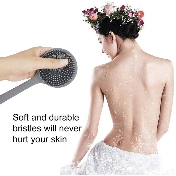 Silicone Body Brush Bath Brush Back Scrubber Long Handle Bath Shower Brush