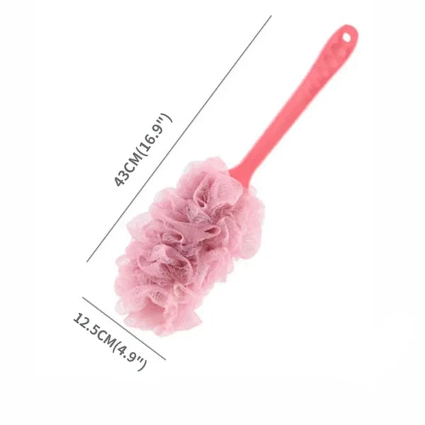 Long Handle Bath Brush Soft Mesh Sponge Back Scrubber Body Puff Shower Loofah
