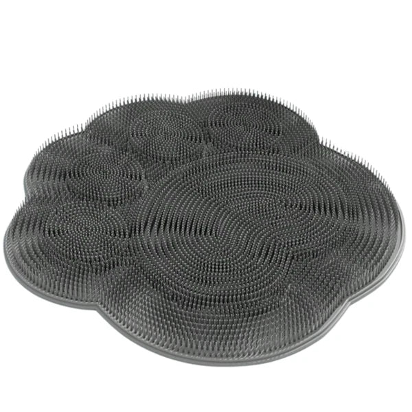 Silicone Shower Foot Scrubber Back Body Brush Massager Pad Mat Bathroom Grey Uk