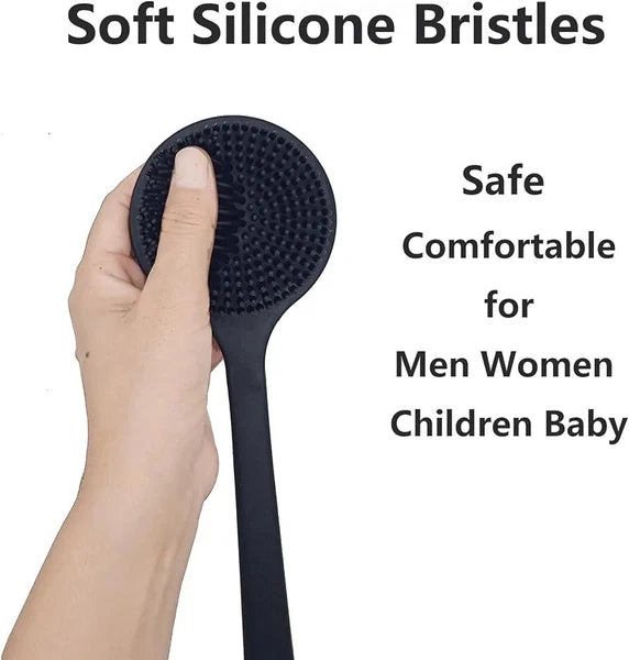Silicone Body Scrubber Long Handle Back Scrubber for Shower Silicone Back Brush