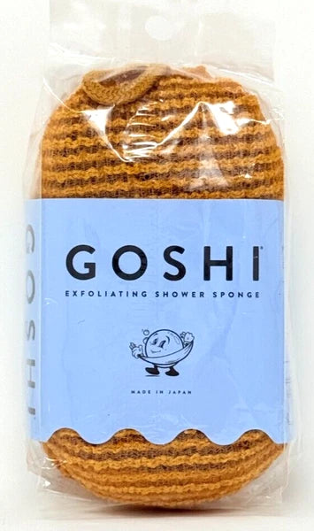 Goshi Exfoliating Shower Sponge Rip Resistant, ORANGE, Made in Japan