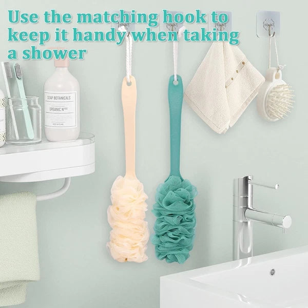 Ergonomically Back Scrubber for Shower Double-Sided Back Brush Long Handle