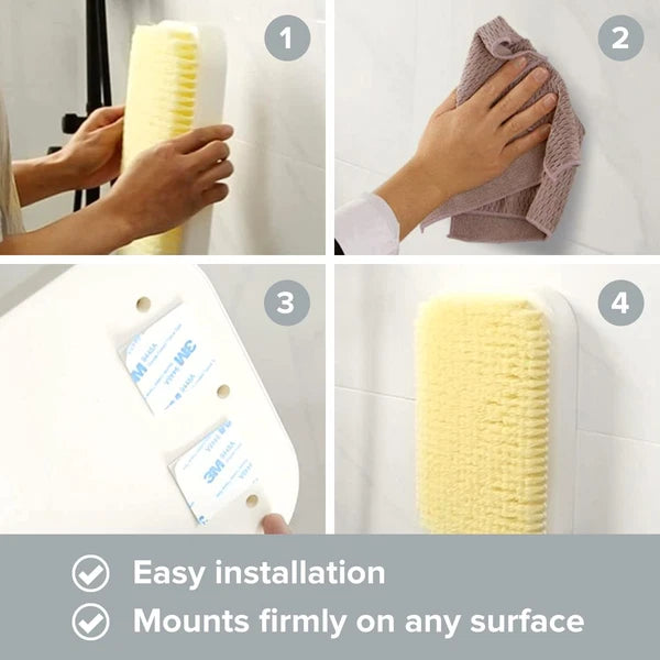 Wall Mounted Back Scrubber for Shower - Large Exfoliating Brush for Shower - ...