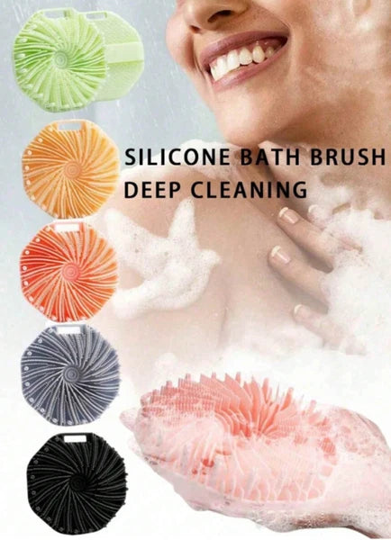 Silicone Shower Foot Scrubber Back Body Brush Massager Pad Mat Bathroom Grey Uk