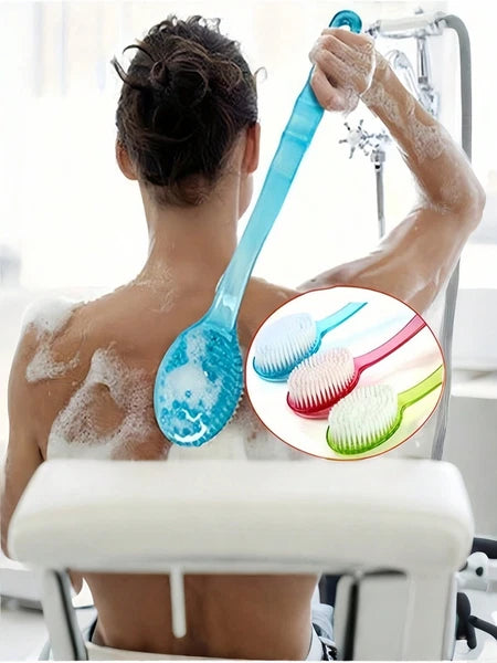 Long Handle Bath Brush Soft Bristle Reach Back Body Spa Shower Scrubber Women UK