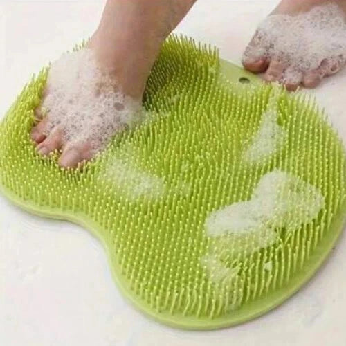 Silicone Shower Foot Scrubber Back Body Brush Massager Pad Mat Bathroom Grey Uk