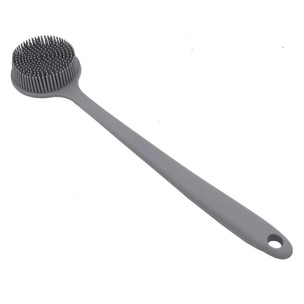 DNC Silicone Back Scrubber for Shower Bath Body Brush with Long Handle Gray