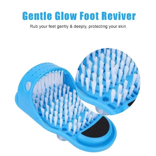 2 in 1 Foot Scrubber Brush Slipper Anti Slip Bath Shower Cleaner Feet Massage