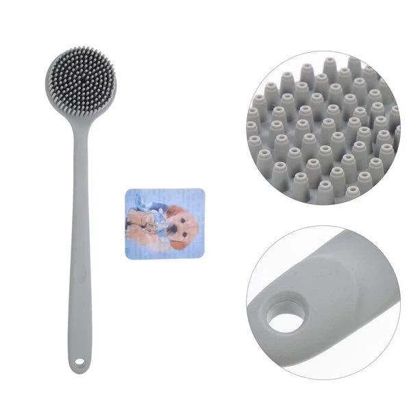 Silicone Bath Brush Man Shower Back Cleaning Scrubber Body with Handle