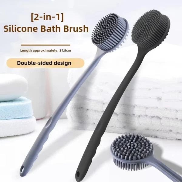 Silicone Back Scrubber for Shower Long Handle Bath Brush Double Sided