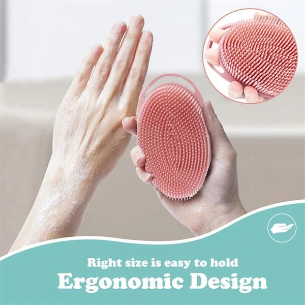 Dual-Sided Silicone Body Scrubber Brush Exfoliating Shower Brush Bath Massage UK