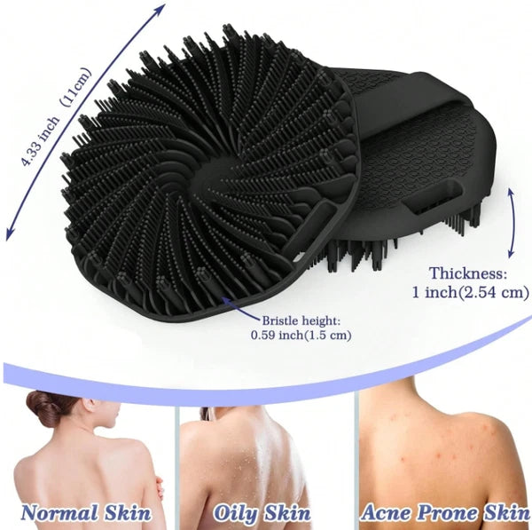 Silicone Shower Foot Scrubber Back Body Brush Massager Pad Mat Bathroom Grey Uk
