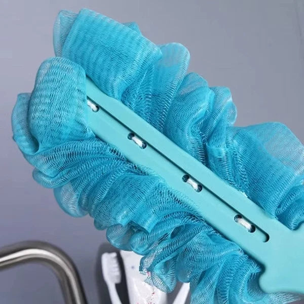 Long Handle Bath Brush Soft Mesh Sponge Back Scrubber Body Puff Shower Loofah