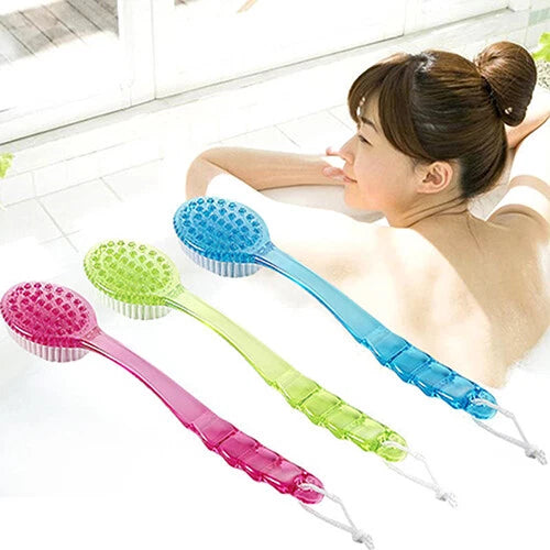 Portable Long Body Bath Shower Back Brush Scrubber Massager Skin Cleaning Tool