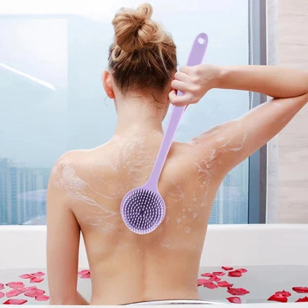 Silicone Back Scrubber for Shower Long Handle Bath Brush Double Sided
