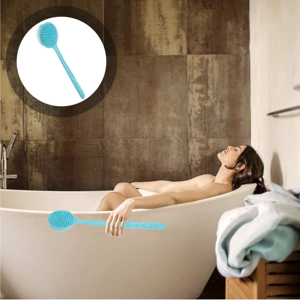 Long Handle Bath Brush Silicone Exfoliator for Body Clesning Exfoliation