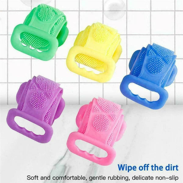 Silicone Body Back Cleaning Brush Scrubber Massage Bath Belt Exfoliating Tools