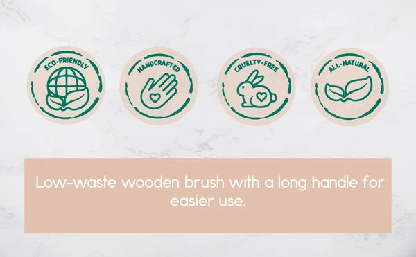 BeNat.Natural boar bristle wooden Bath & Body Brush back Brush with long handle.