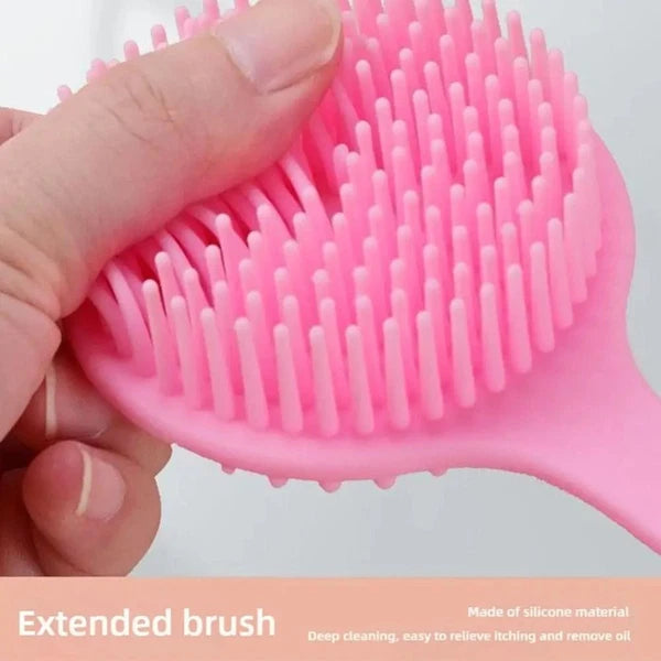 Silicone Back Scrubber for Shower Long Handle Bath Brush Double Sided