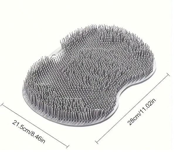 Silicone Shower Foot Scrubber Back Body Brush Massager Pad Mat Bathroom Grey Uk