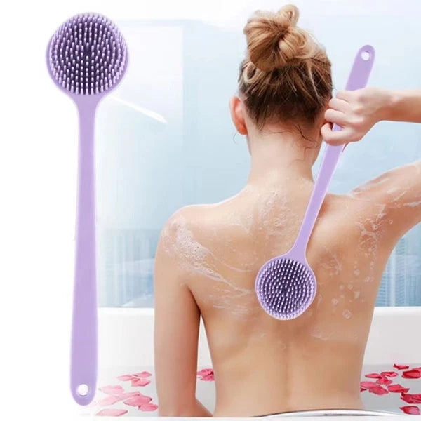 Silicone Back Scrubber for Shower Long Handle Bath Brush Double Sided