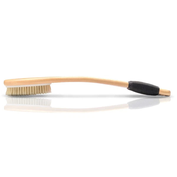 Bath Brush Wooden Curved Long Handle Antiskid Shower Brush for Exfoliating, N...